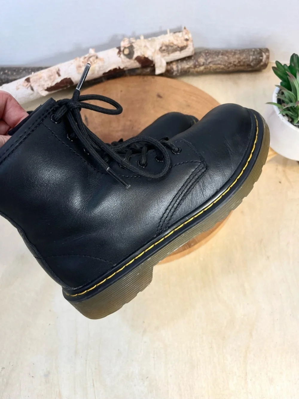 Dr. Martens Kids 1460J Black Leather Lace Up Boots Size 2